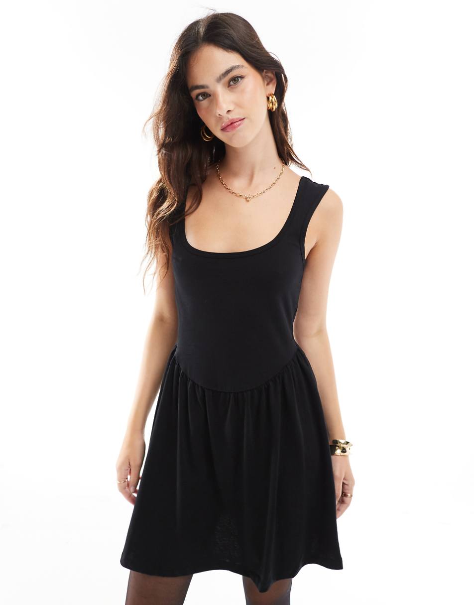 ASOS DESIGN scoop neck mini dress in black