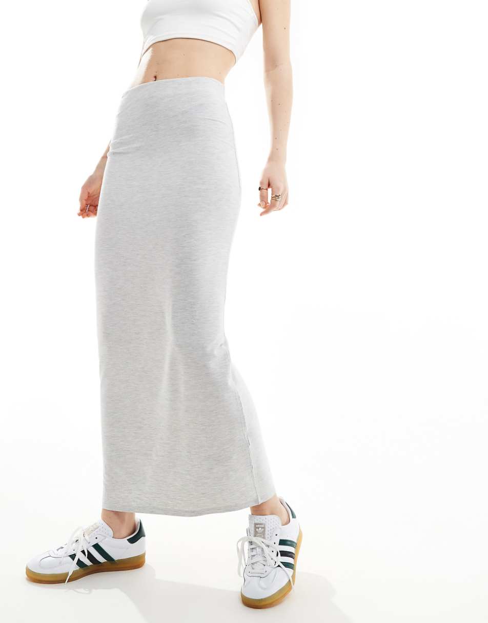 Miss Selfridge low rise maxi skirt in gray heather