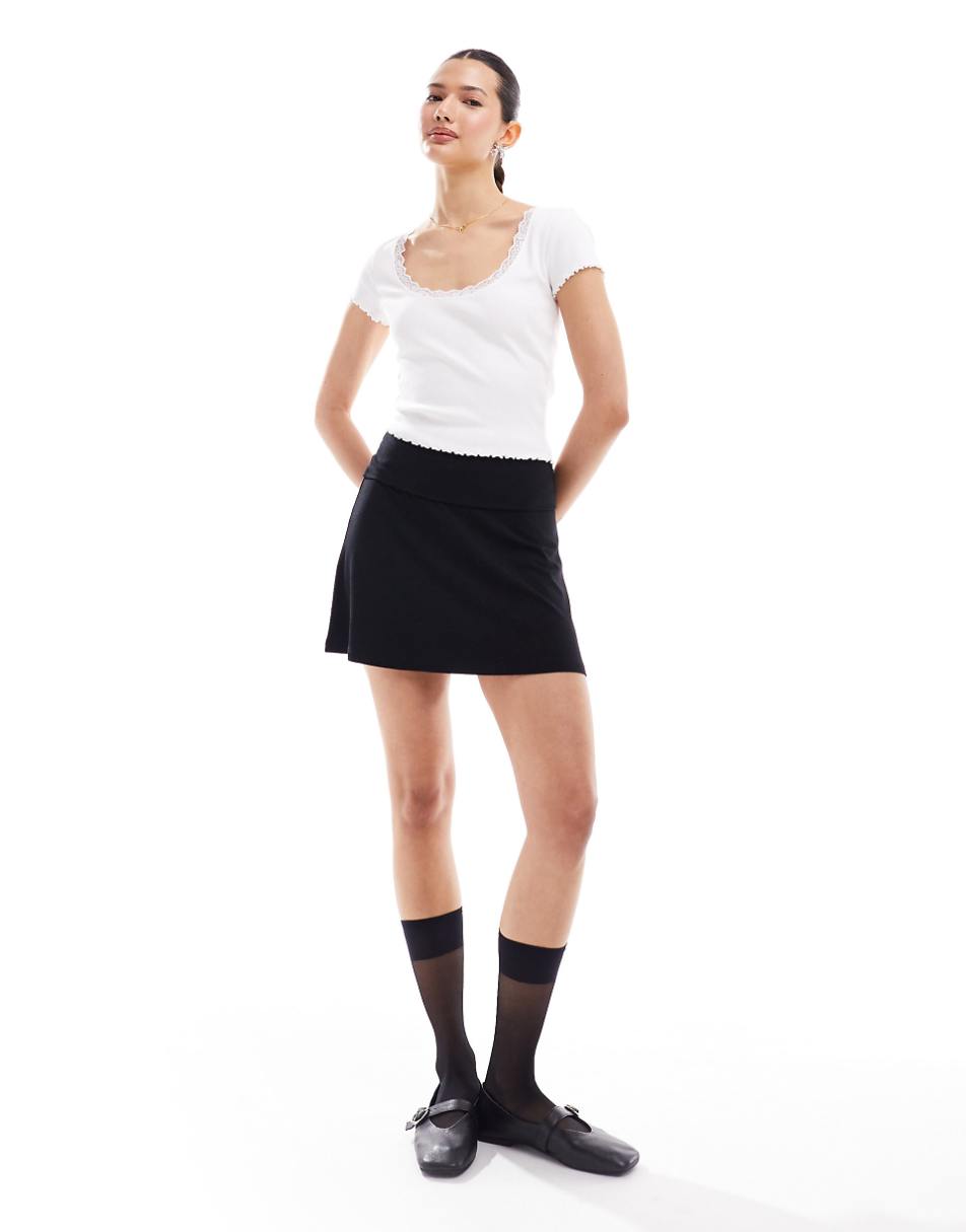 Miss Selfridge foldover mini skirt in black