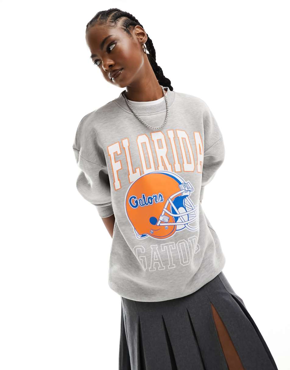 Daisy Street oversized sweatshirt with vintage Florida graphic in gray heather
