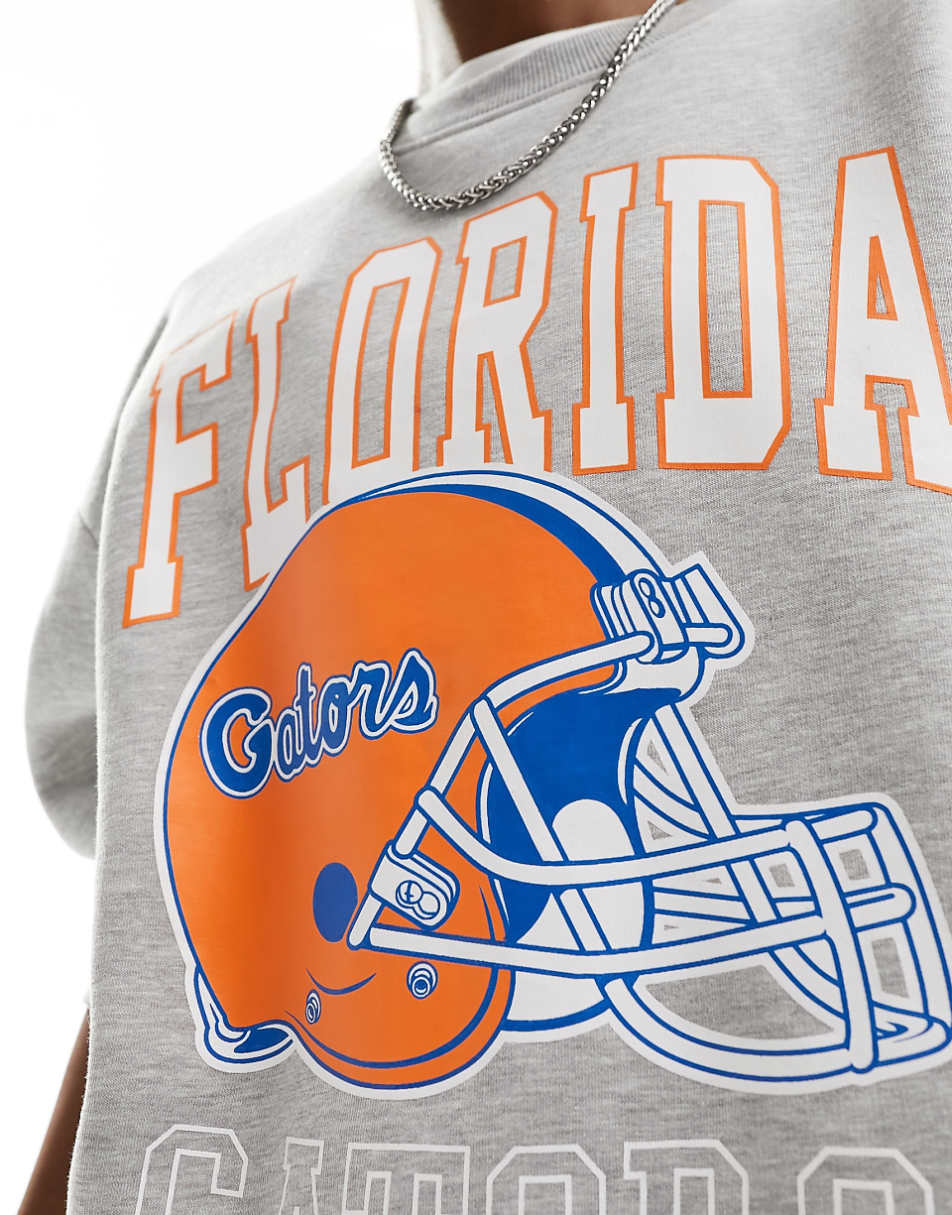 Daisy Street oversized sweatshirt with vintage Florida graphic in gray heather