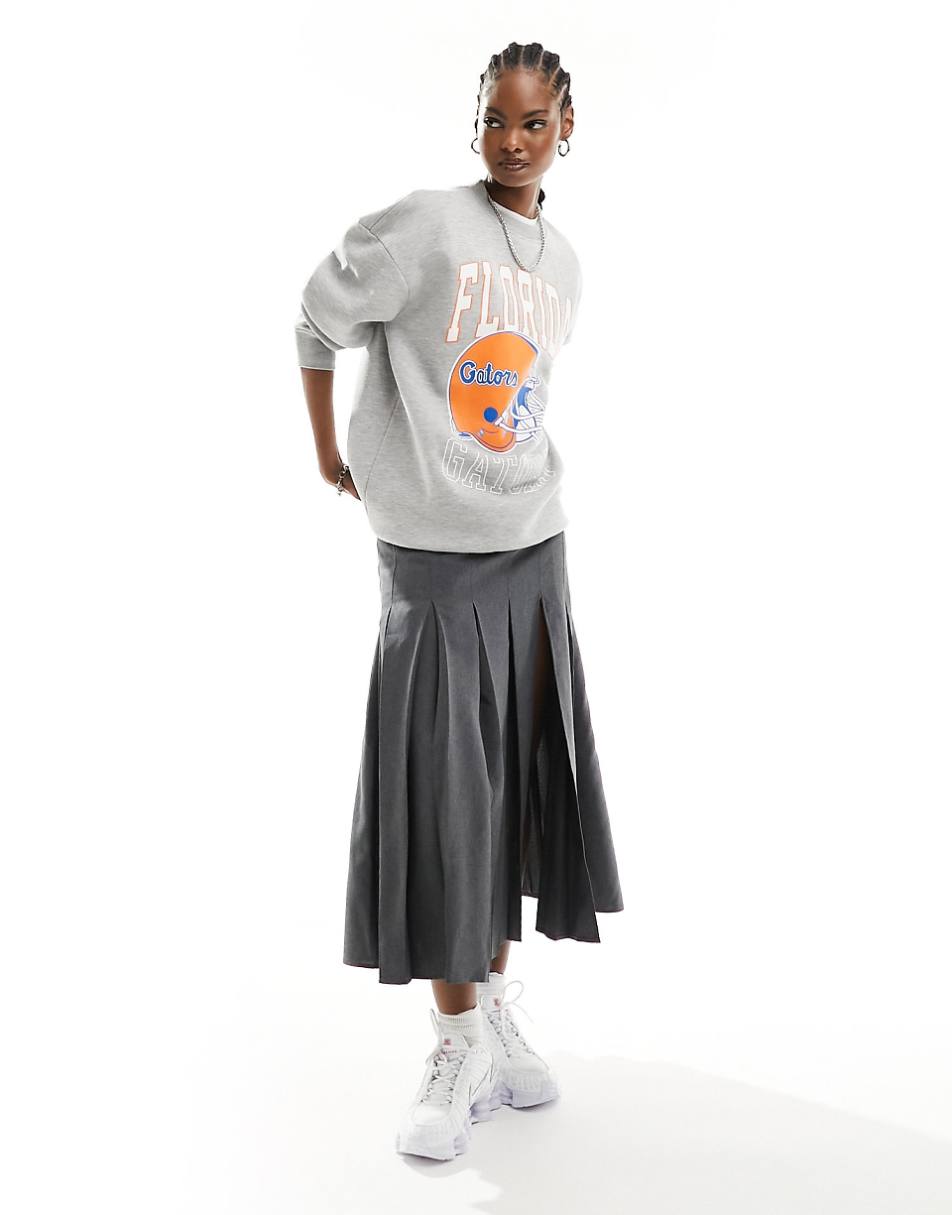 Daisy Street oversized sweatshirt with vintage Florida graphic in gray heather