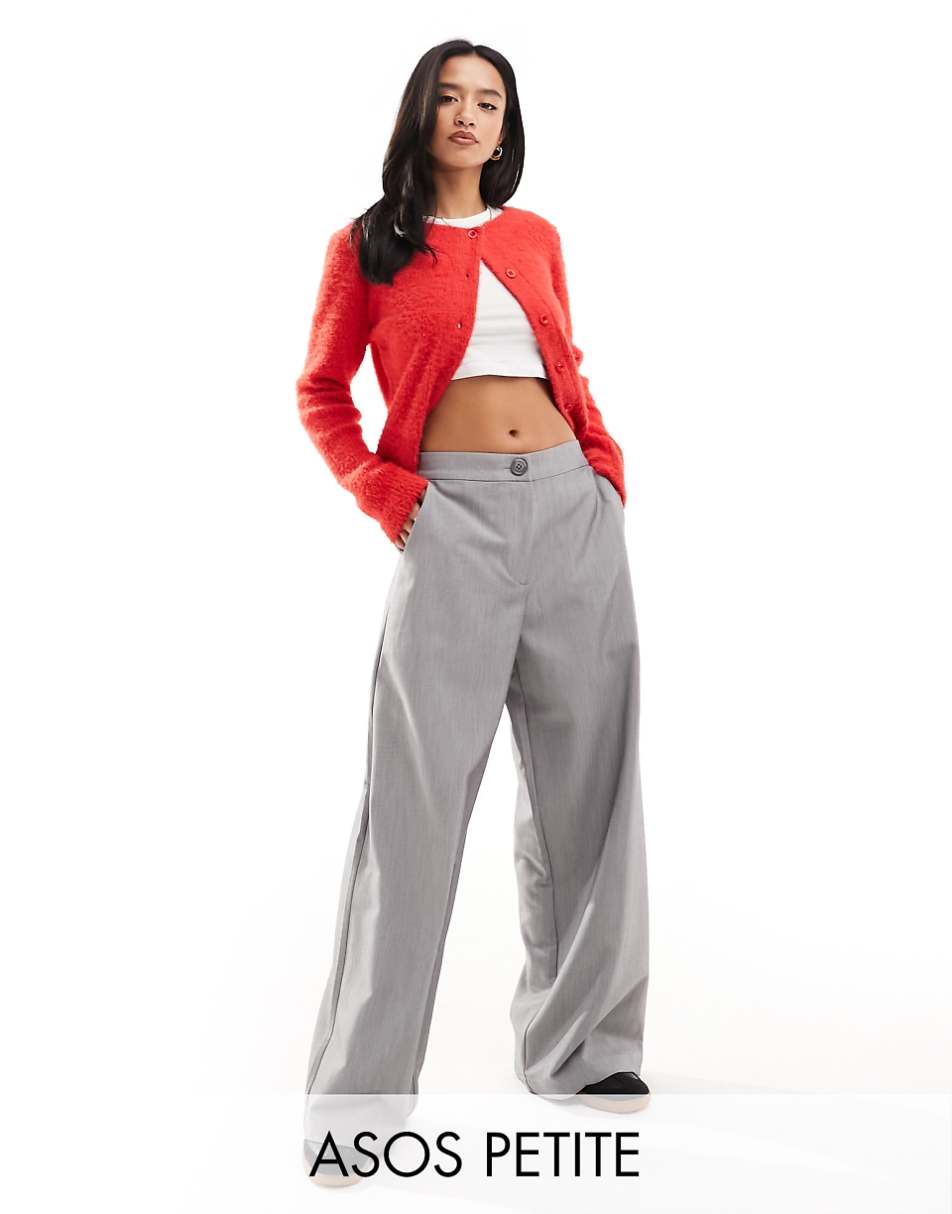 ASOS DESIGN Petite tailored wide leg dad pants in gray
