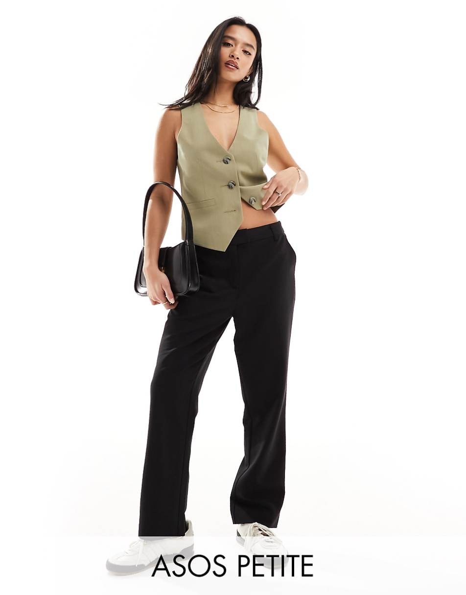 ASOS DESIGN Petite tailored ankle length pants in black