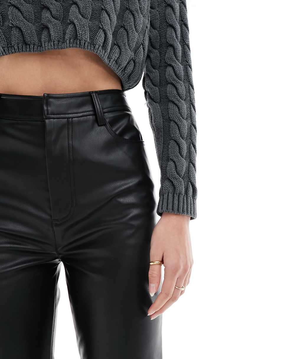 ASOS DESIGN Tall faux leather straight leg pants in black
