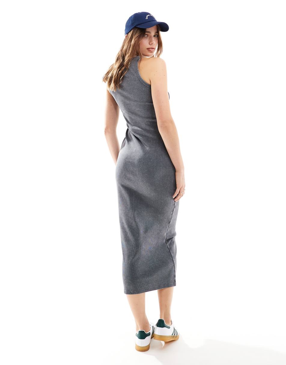 Miss Selfridge corset racer back midi dress in washed charcoal