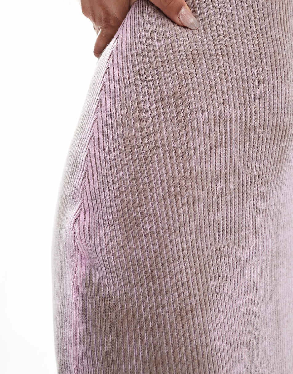 COLLUSION cap sleeve washed knit mini dress in distressed pink & khaki