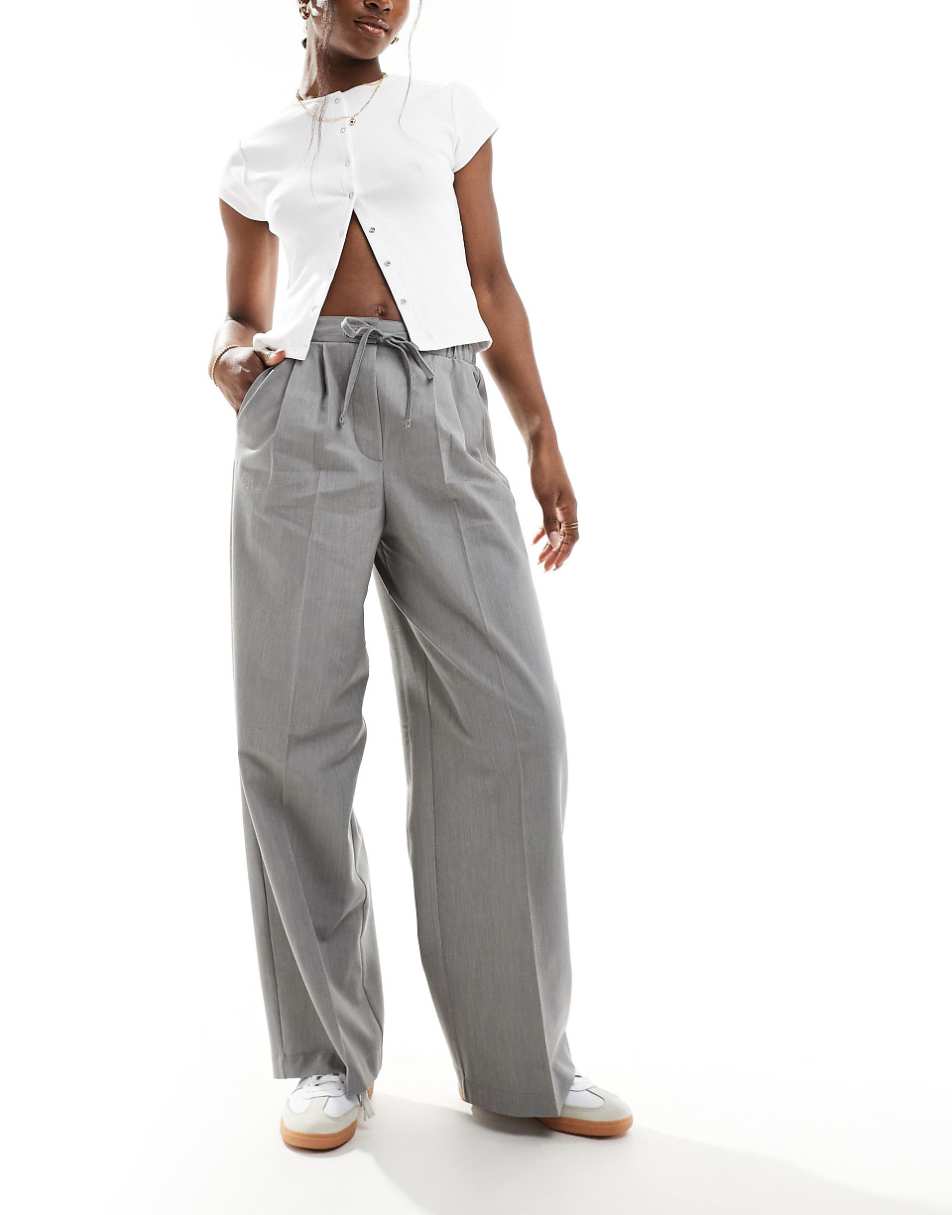 ASOS DESIGN tailored pull on pants in gray