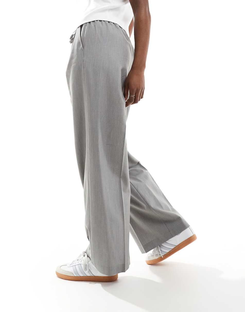 ASOS DESIGN tailored pull on pants in gray