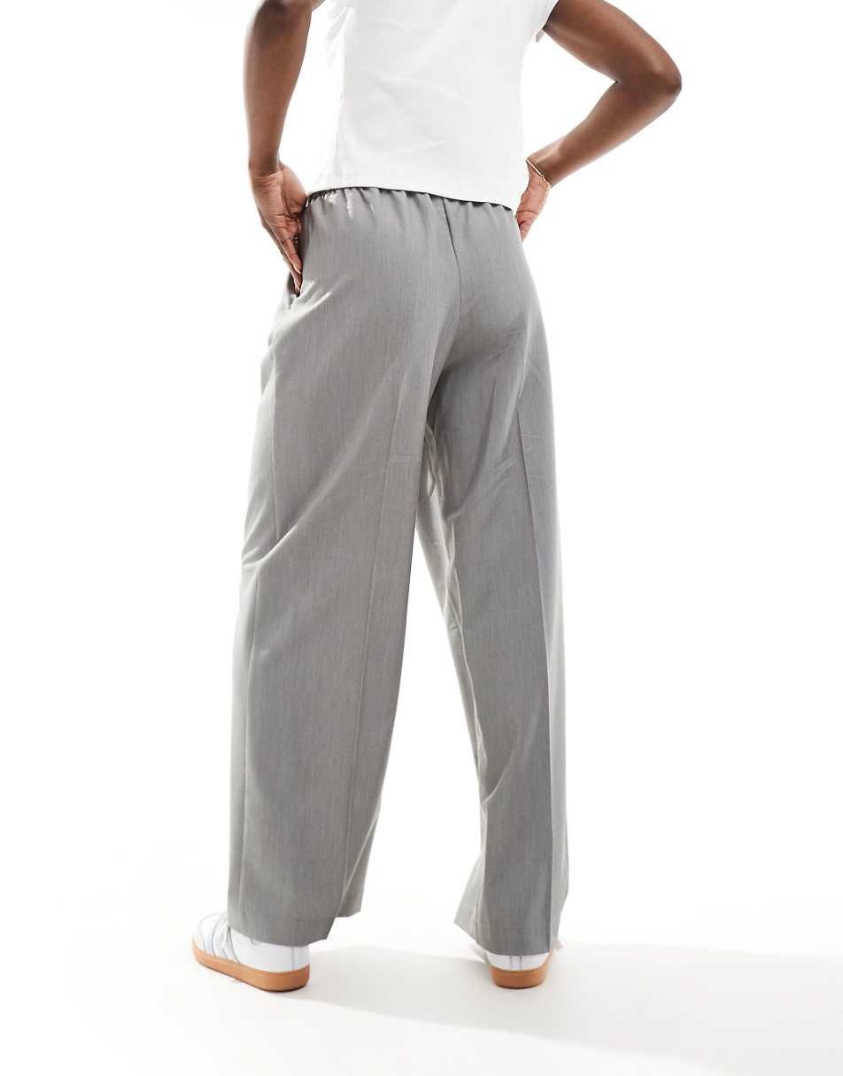 ASOS DESIGN tailored pull on pants in gray