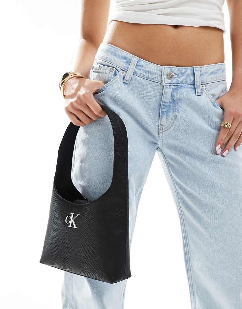 Calvin Klein Jeans minimal monogram shoulder bag in black