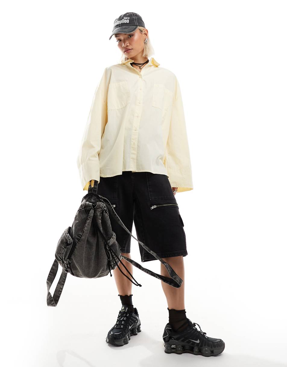 COLLUSION poplin oversized shirt in lemon