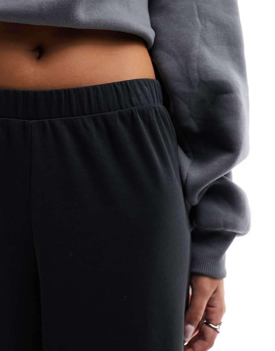 Monki straight leg casual soft pants in black