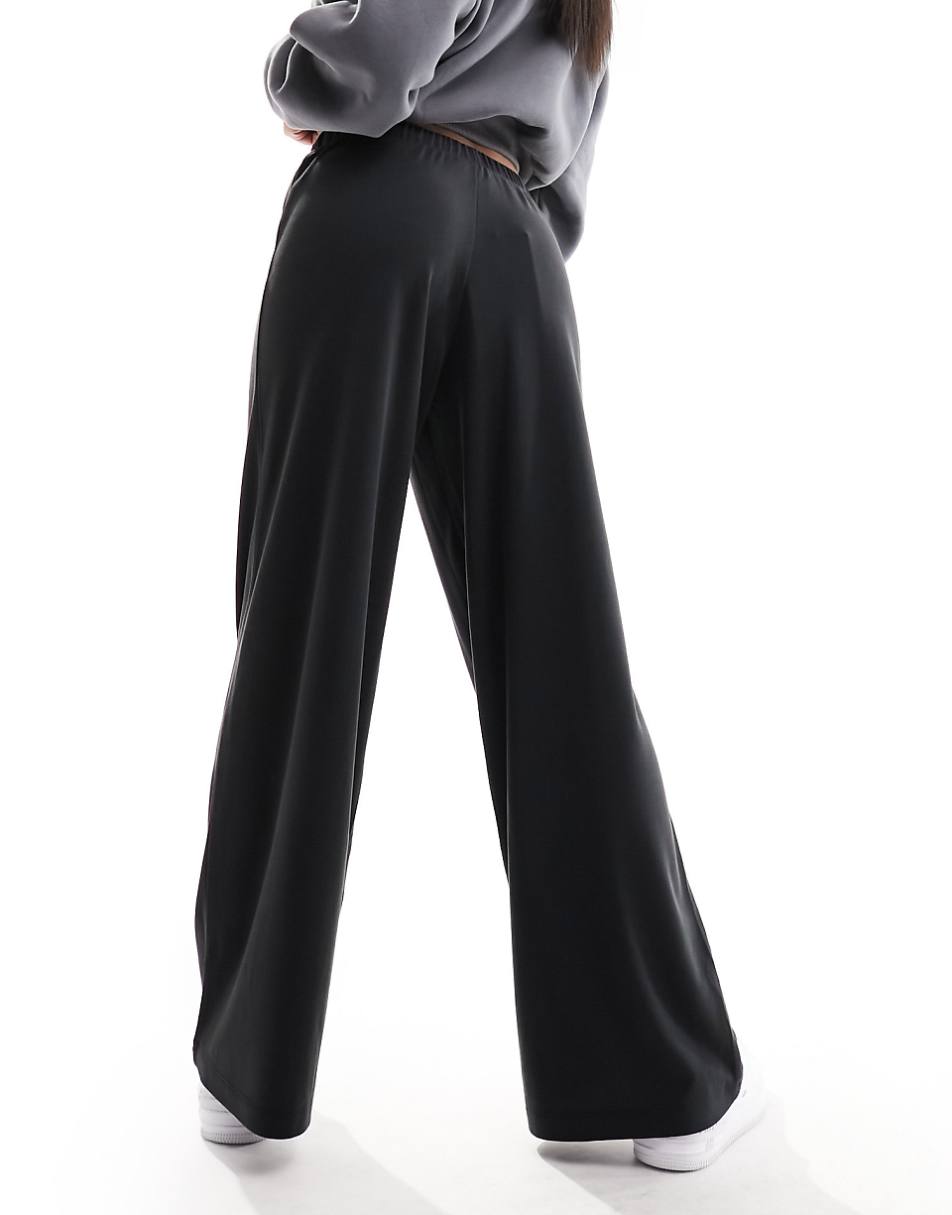 Monki straight leg casual soft pants in black
