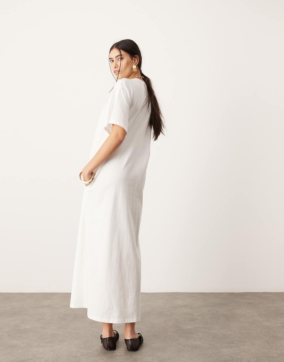 ASOS EDITION premium t-shirt maxi dress with pockets in white