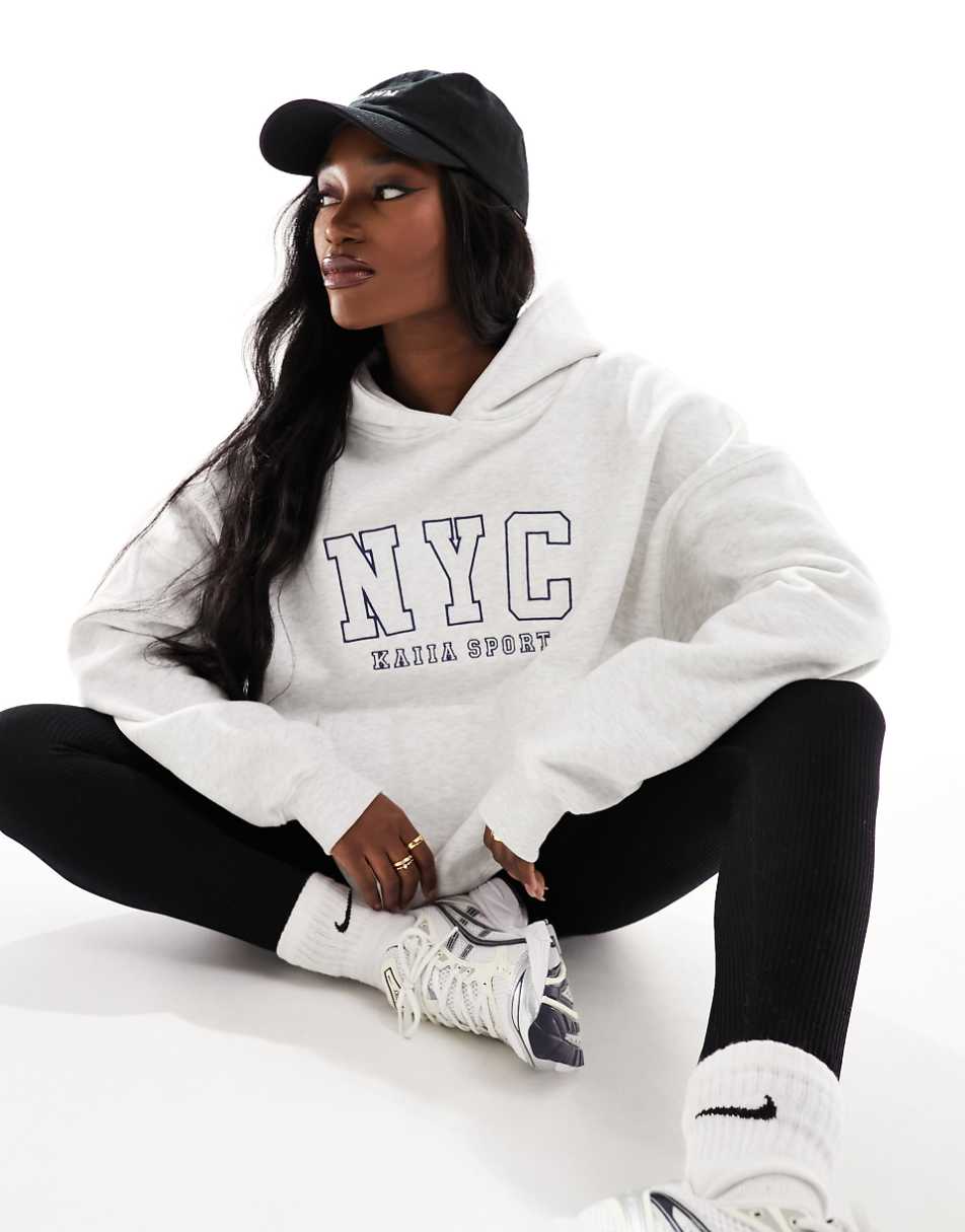 Kaiia sport NYC oversized hoodie in gray heather