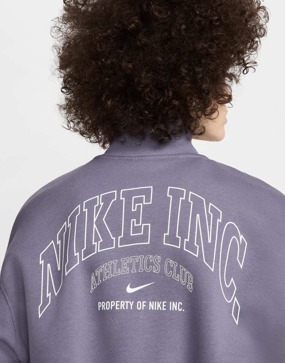 Nike Phoenix fleece sportswear logo cropped quarter zip in purple