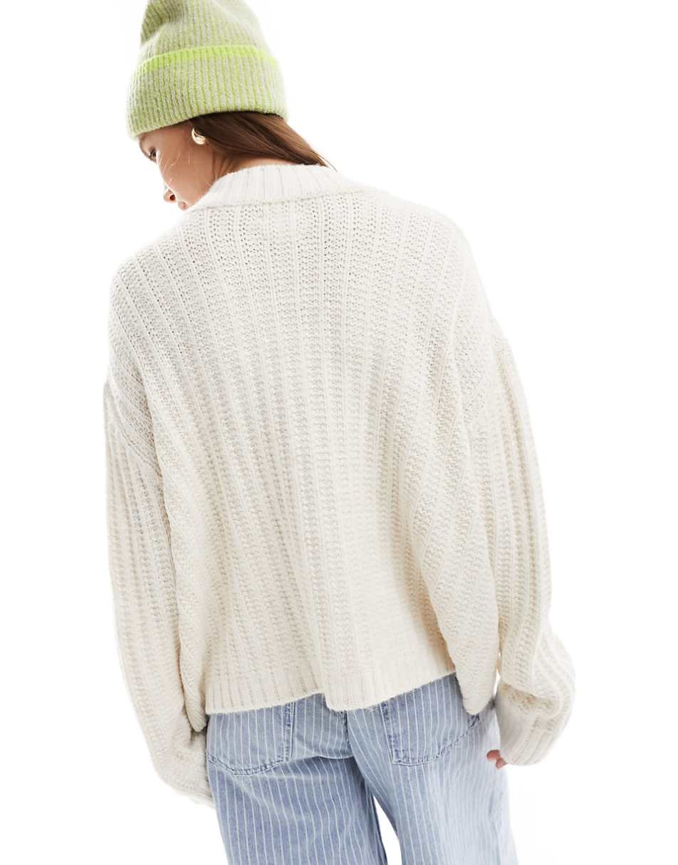 ASOS DESIGN v neck sweater in cream