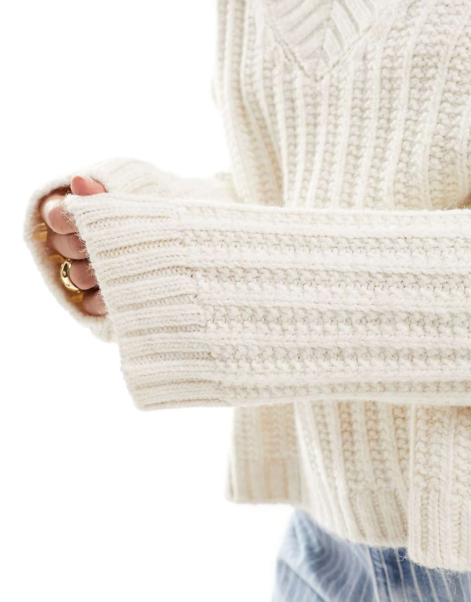 ASOS DESIGN v neck sweater in cream