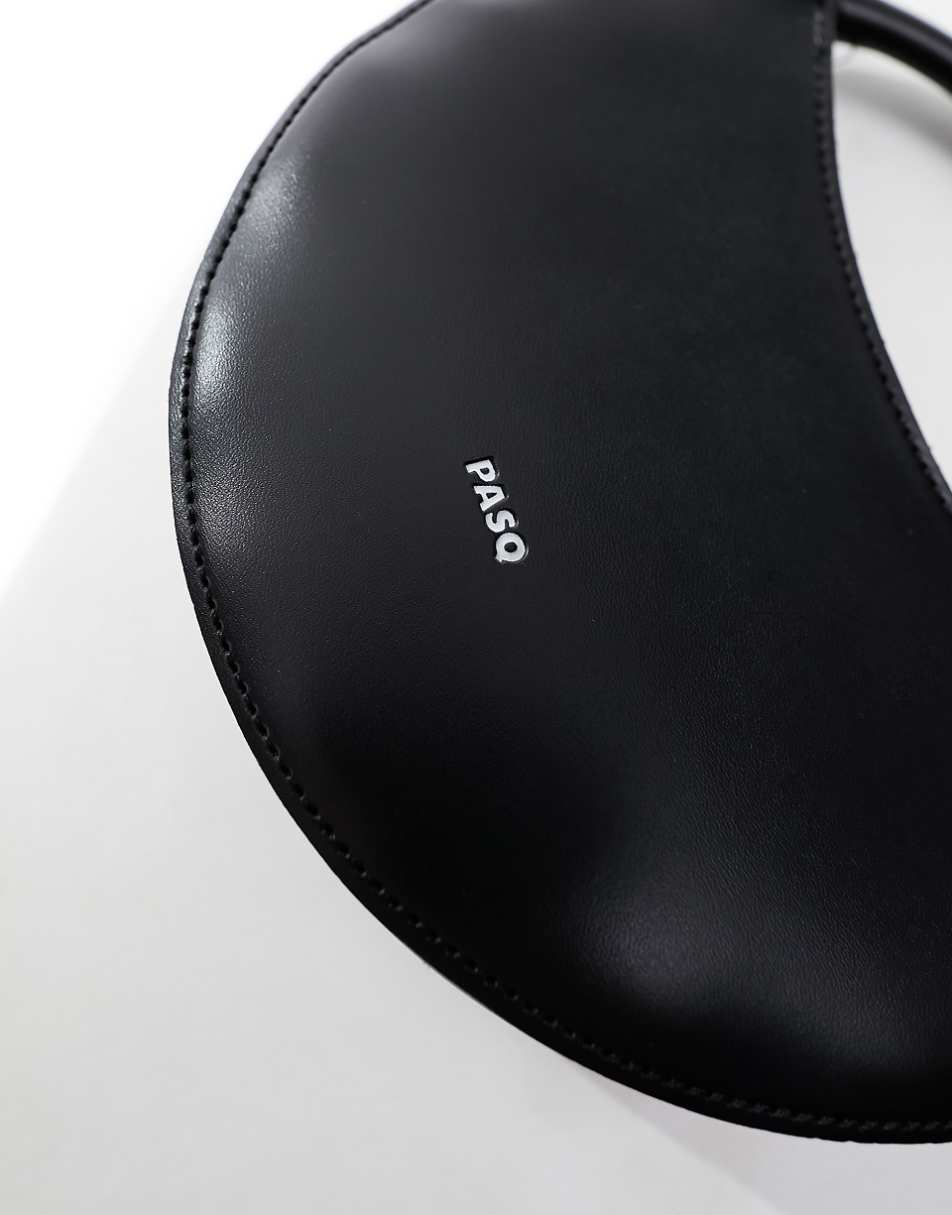 PASQ crescent grab bag with detachable crossbody strap in black