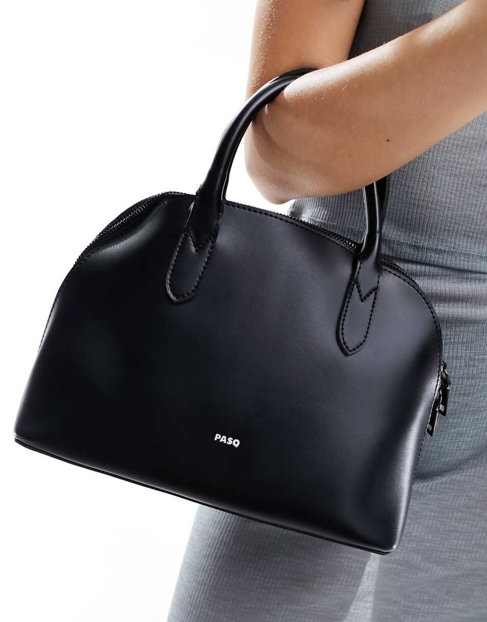 PASQ bowling bag with detachable crossbody strap in black