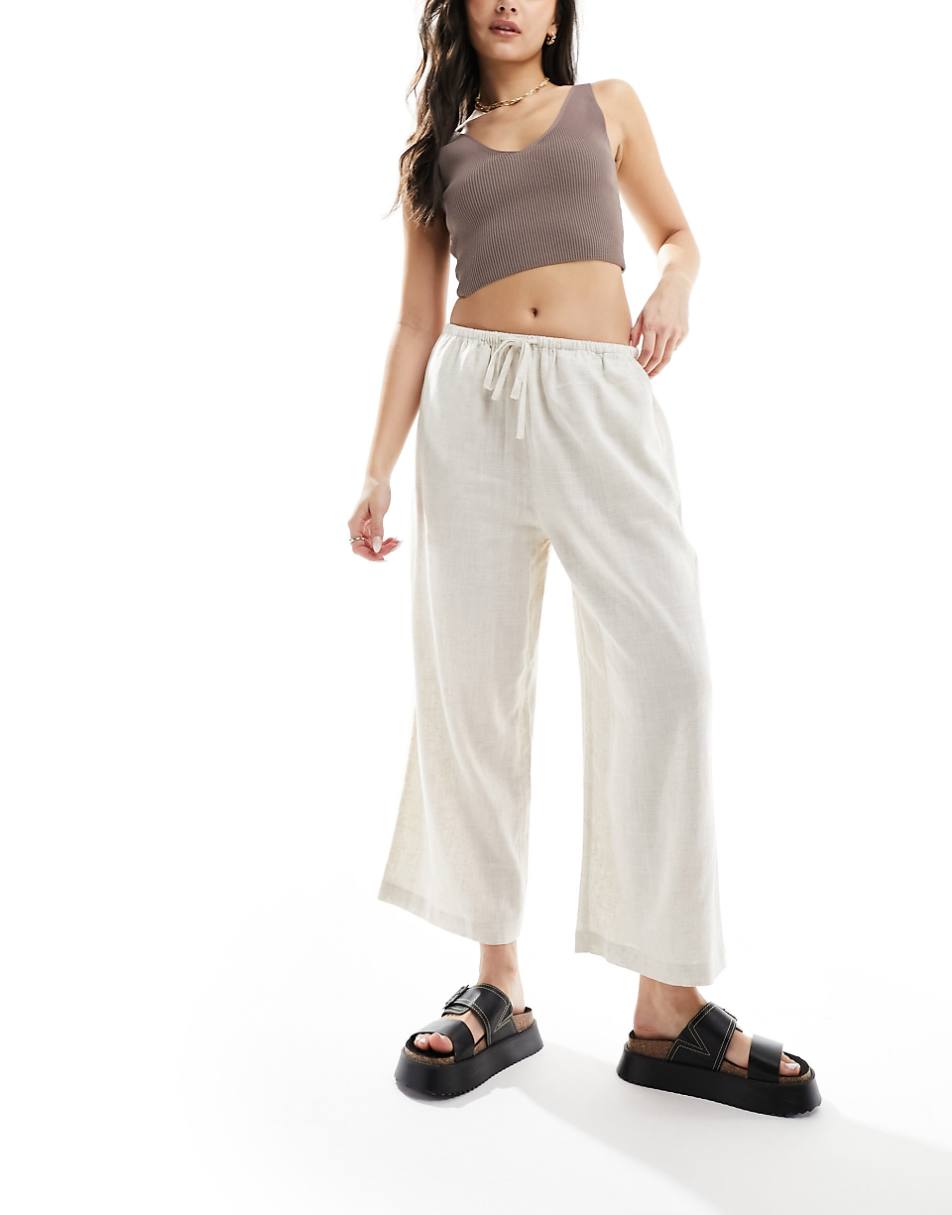 ASOS DESIGN pull on culottes with linen in natural