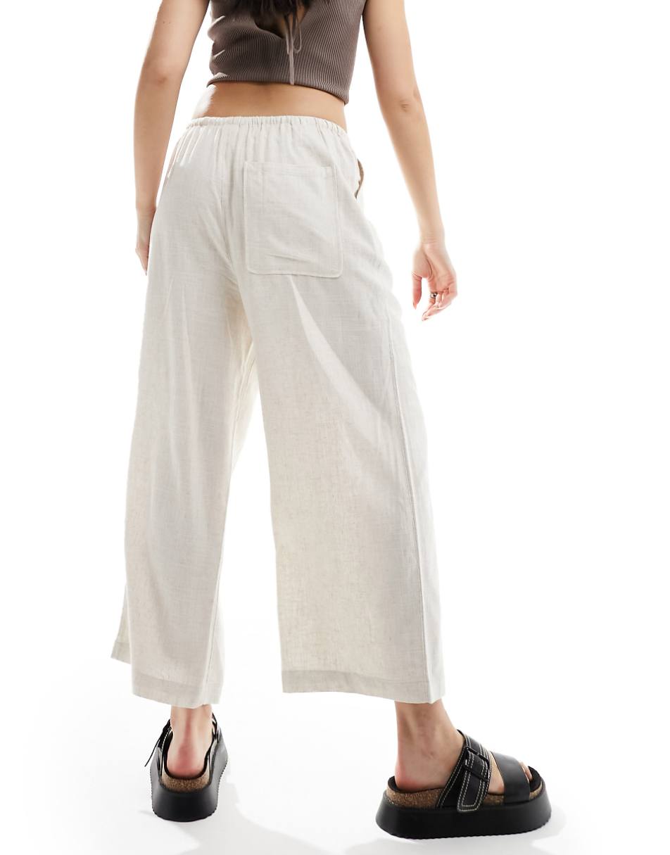 ASOS DESIGN pull on culottes with linen in natural
