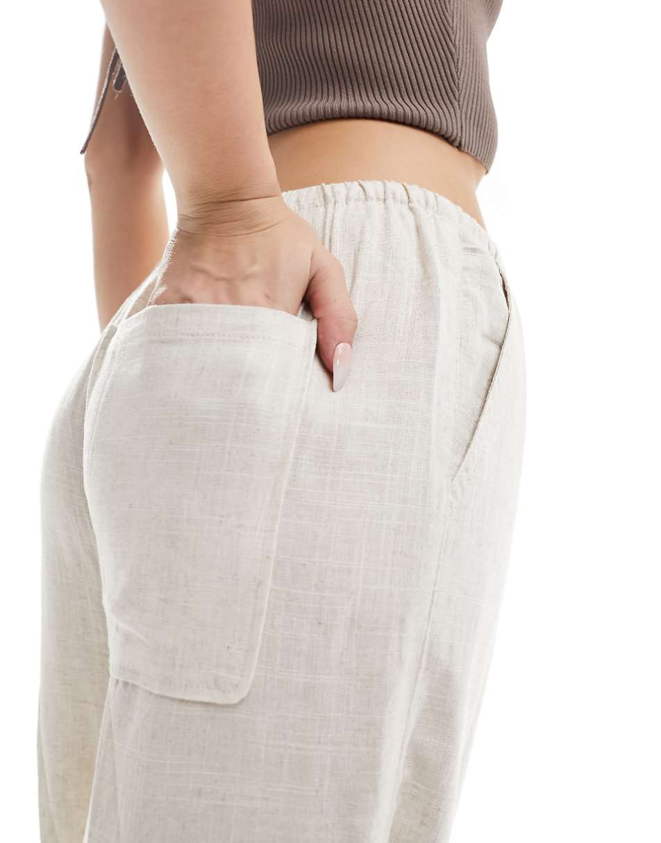 ASOS DESIGN pull on culottes with linen in natural