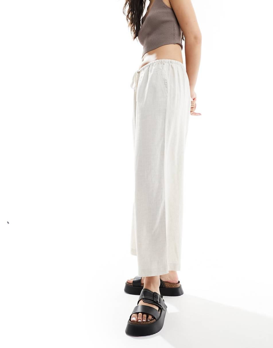 ASOS DESIGN pull on culottes with linen in natural