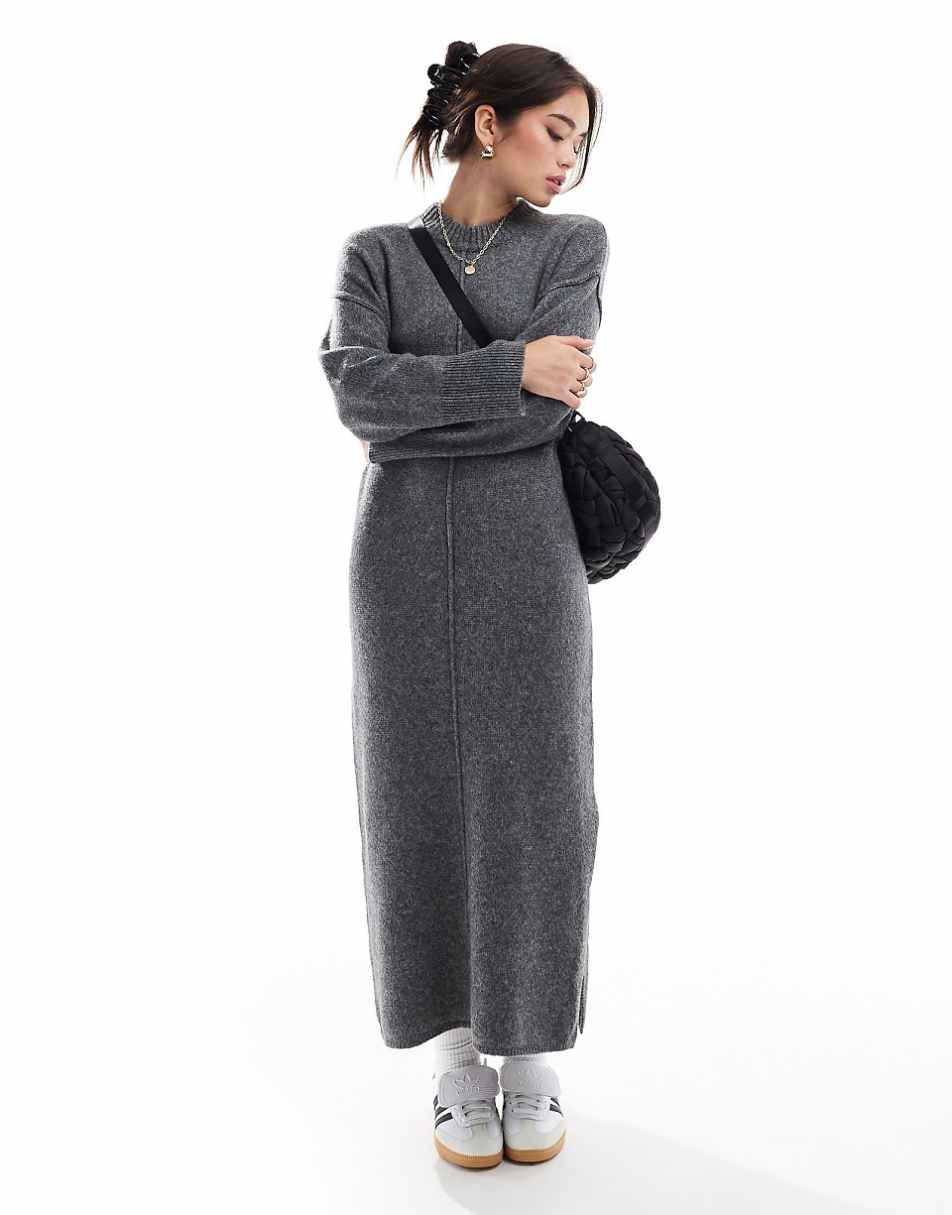 ASOS DESIGN seam front midaxi dress in charcoal