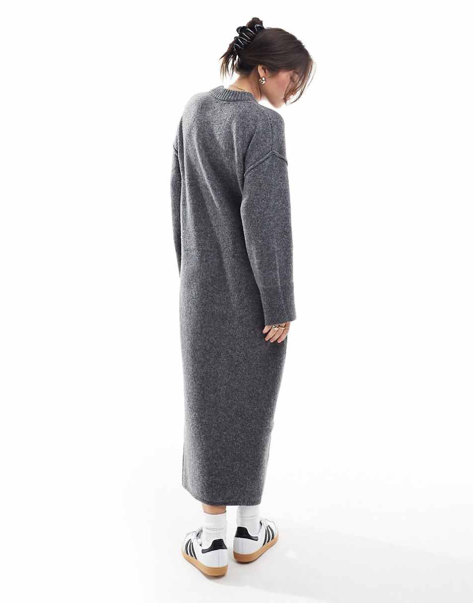 ASOS DESIGN seam front midaxi dress in charcoal