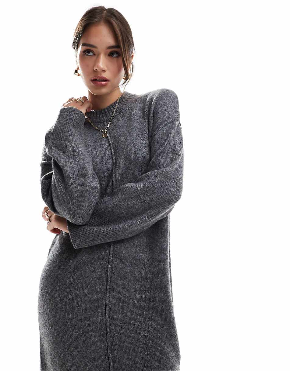 ASOS DESIGN seam front midaxi dress in charcoal