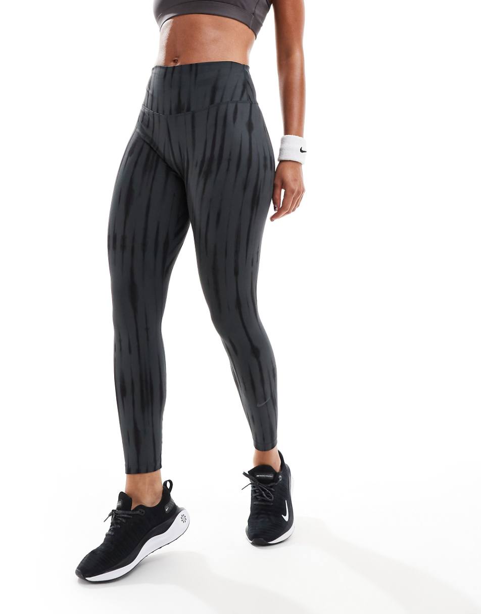 Nike Training One printed high-waisted 7/8 leggings in black