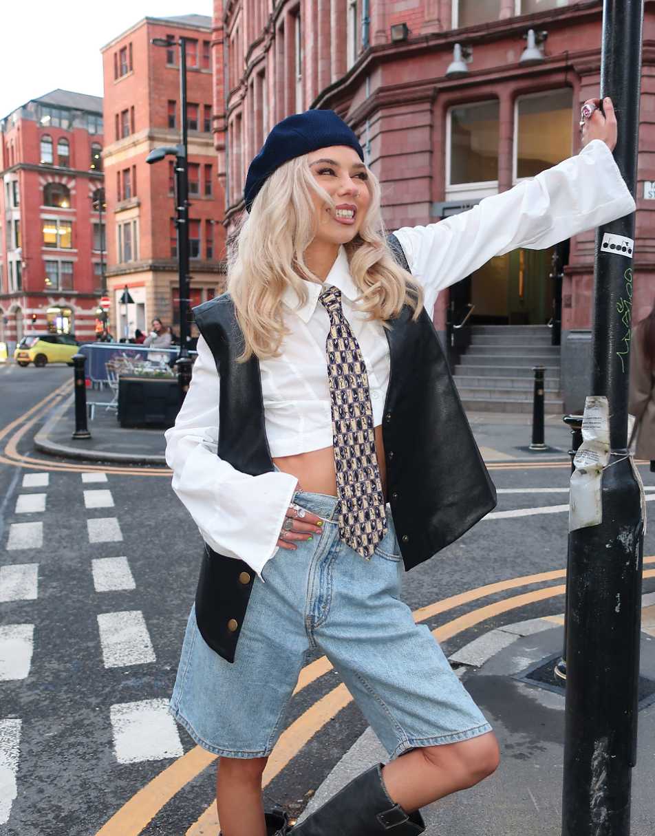 Labelrail x Daisy Birchall distressed faux leather vest in black