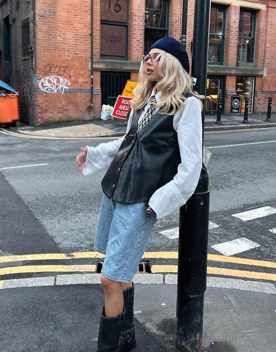 Labelrail x Daisy Birchall distressed faux leather vest in black