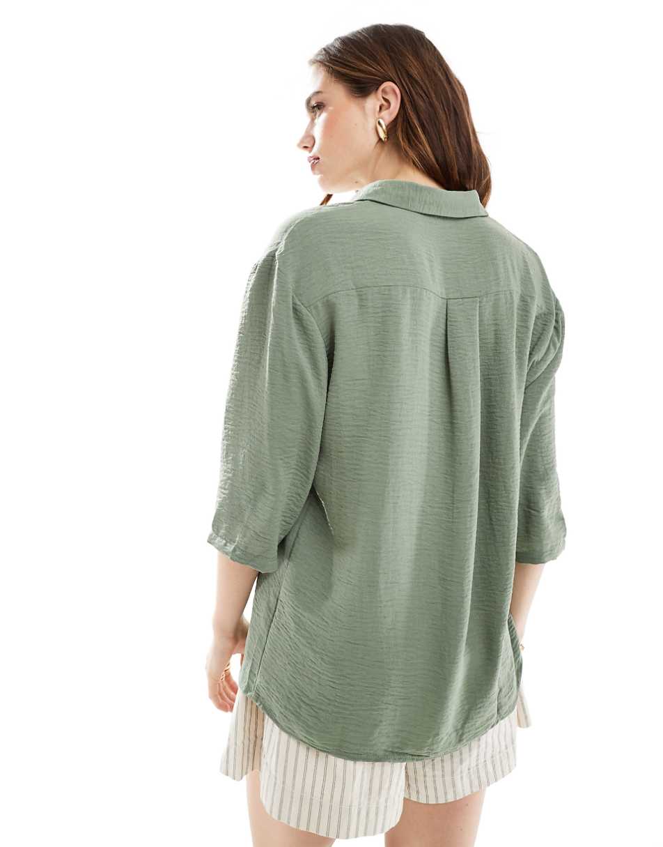 JDY 3/4 sleeve shirt in khaki