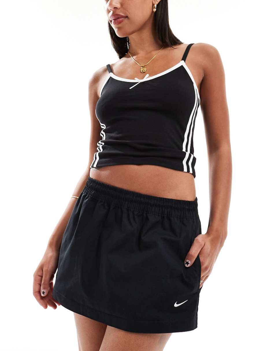 Nike Woven 2 n 1 maxi and mini skirt with zip detail in black