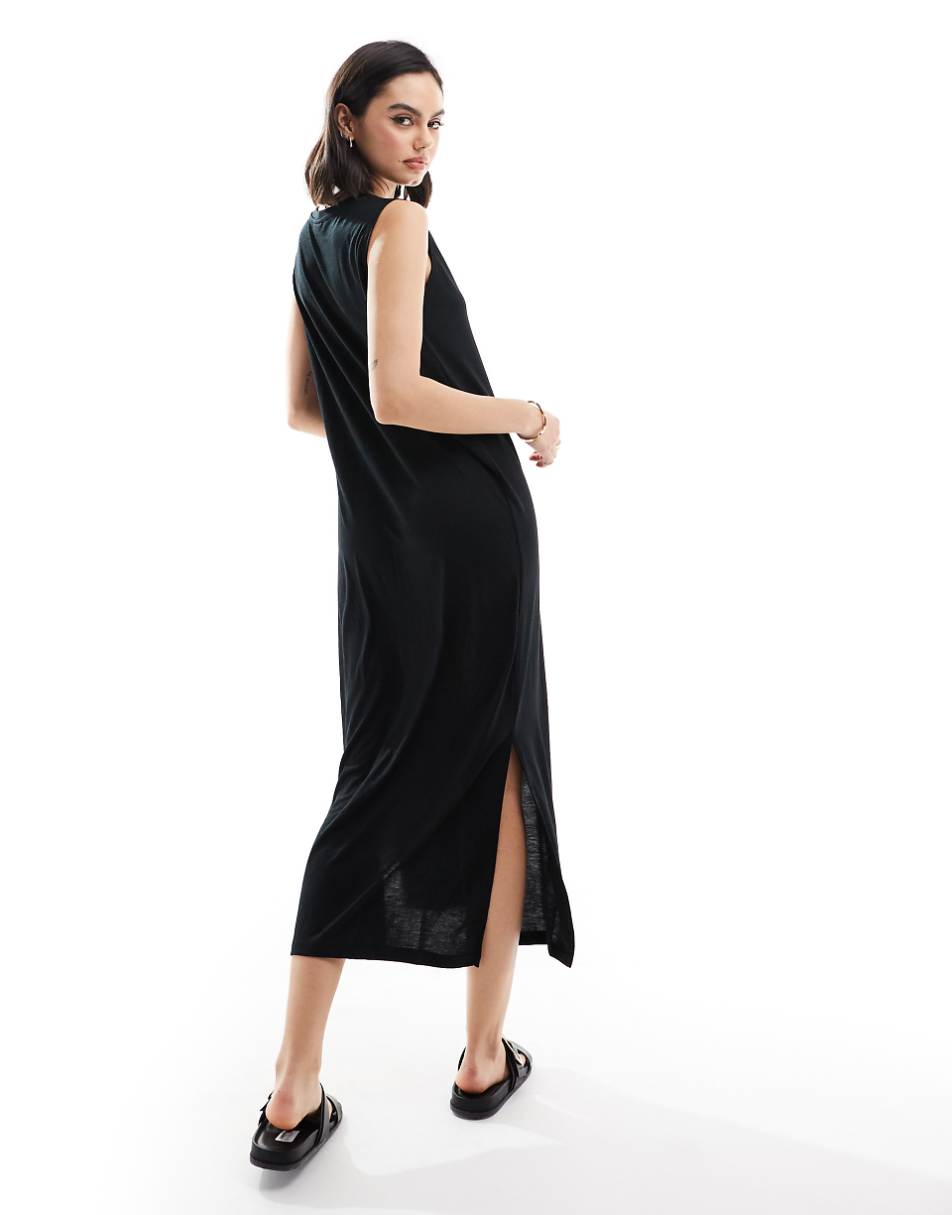 JDY tank midi dress in black