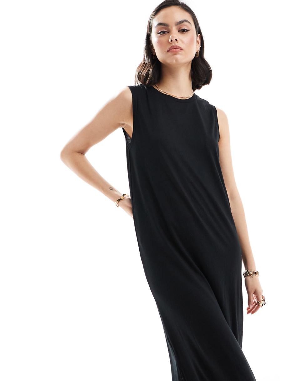 JDY tank midi dress in black