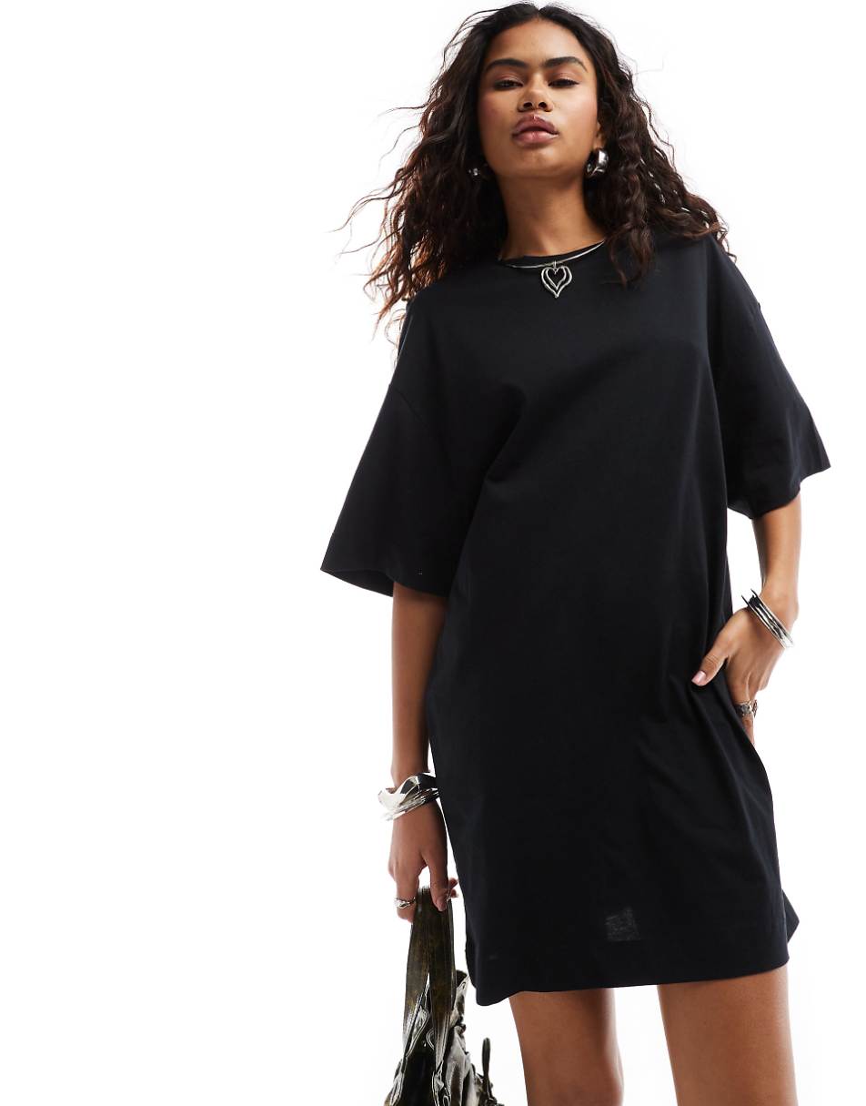 COLLUSION t-shirt mini dress in black