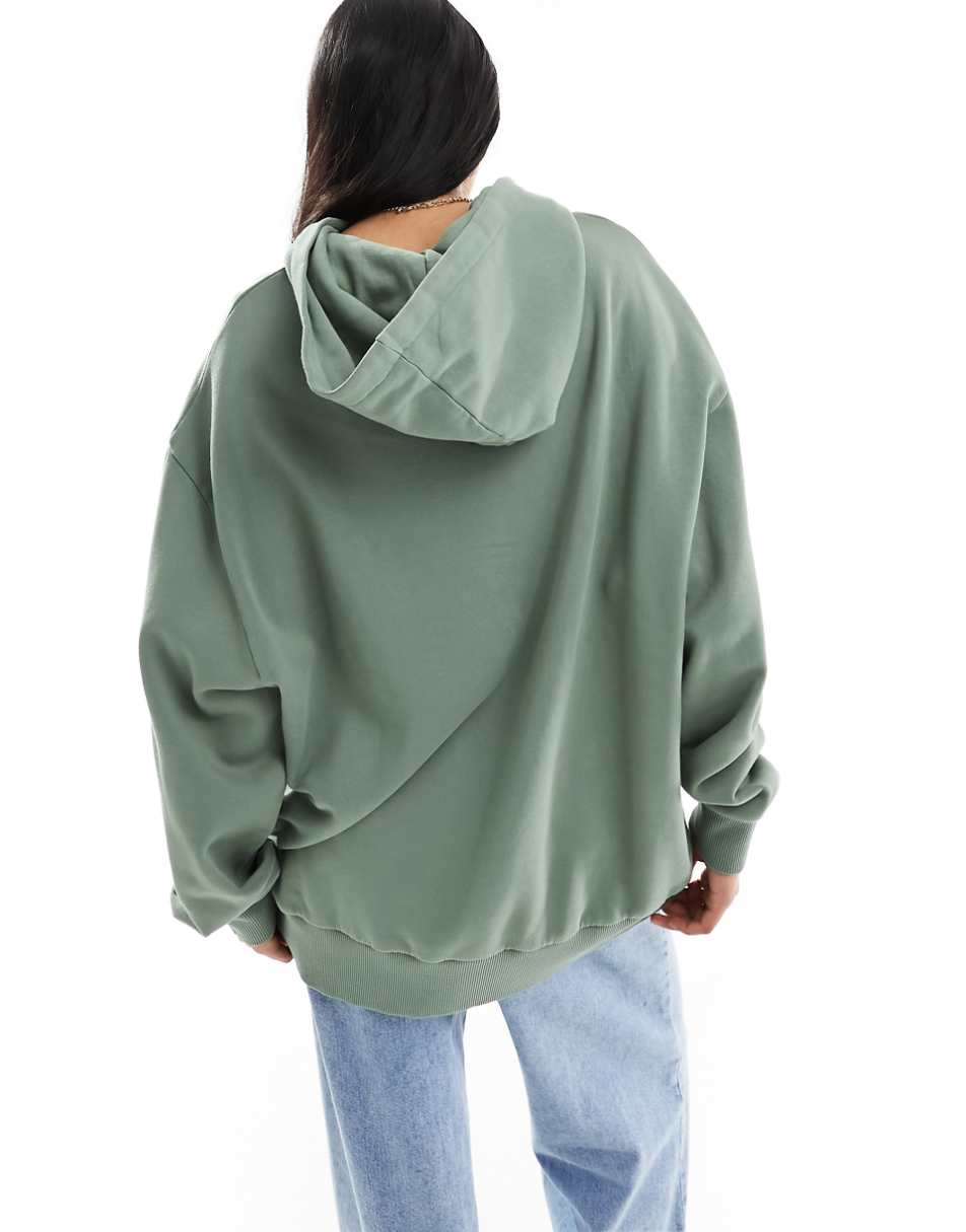 ASOS DESIGN oversized hoodie with arizona mountain club applique graphic in khaki