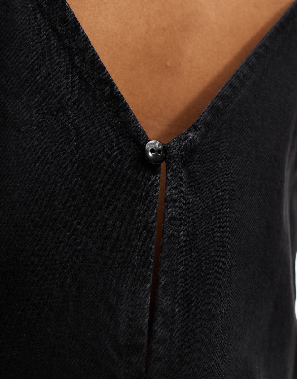 ASOS DESIGN soft denim jumpsuit in black