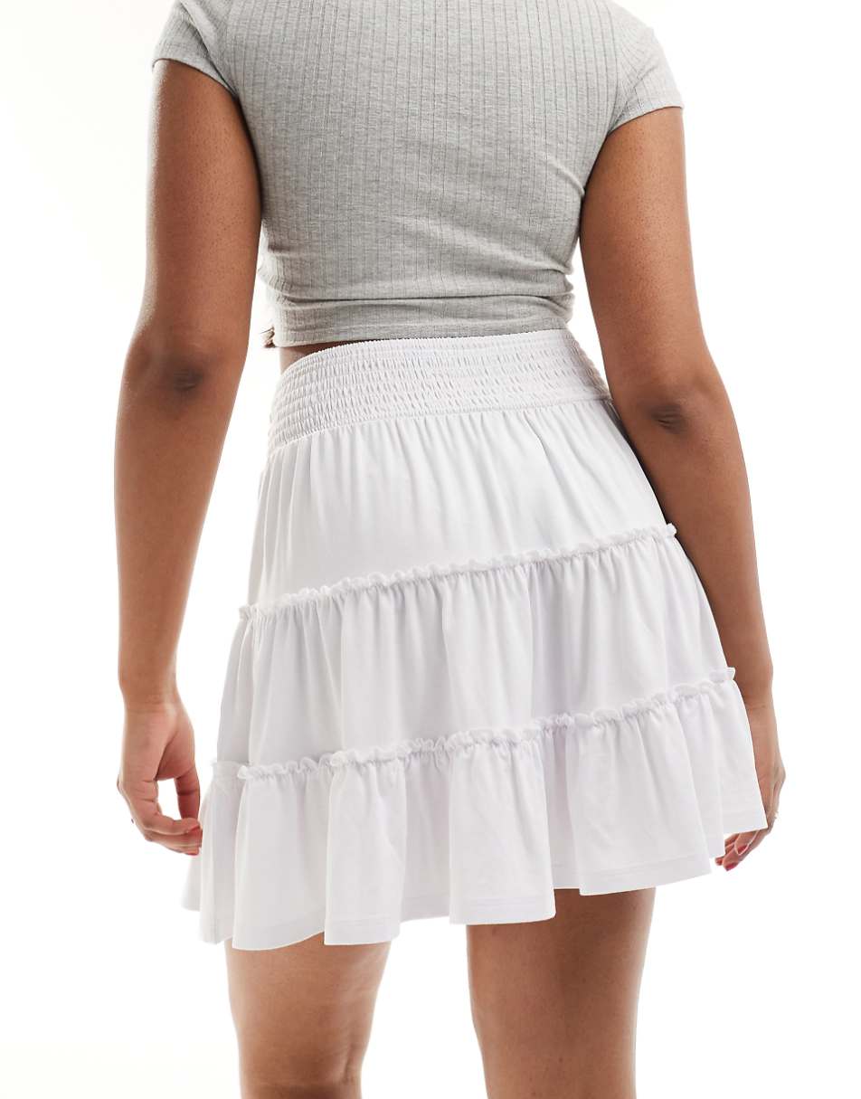 ASOS DESIGN shirred waist rara skirt in white