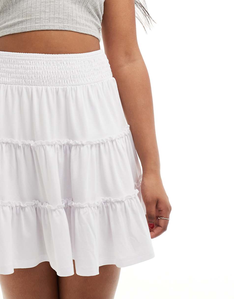 ASOS DESIGN shirred waist rara skirt in white