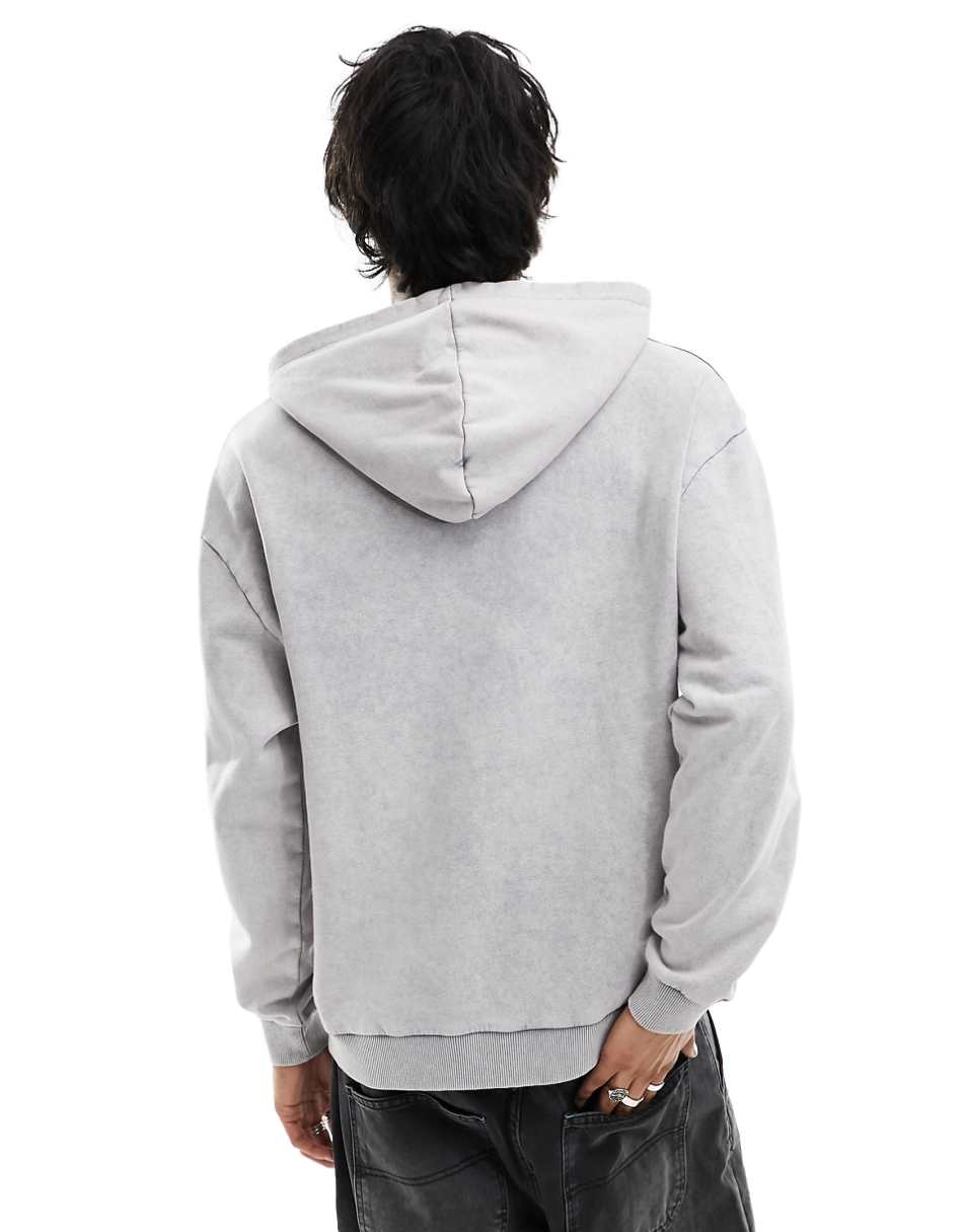ASOS DESIGN unisex oversized hoodie with front city print in washed gray