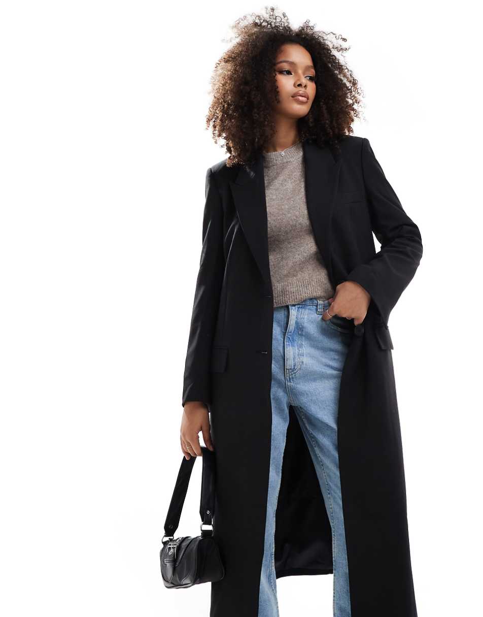 ASOS DESIGN tailored single breasted dad coat in black