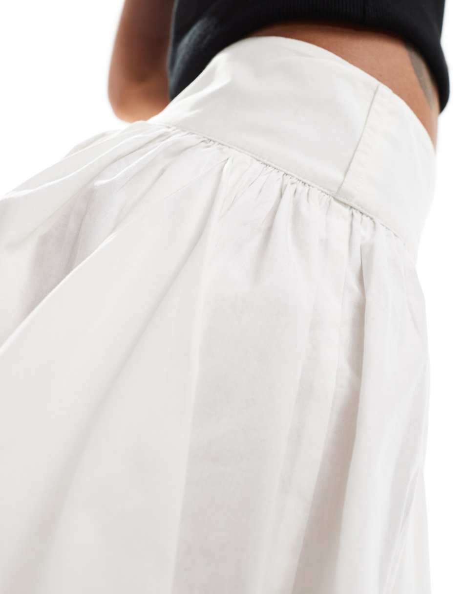 COLLUSION cotton flippy mini skirt in white