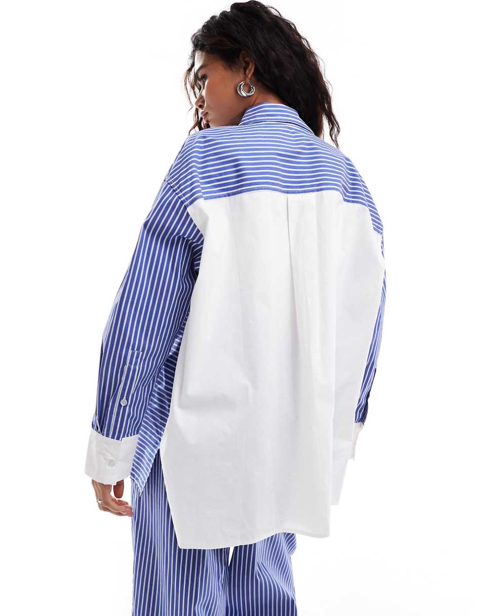 Emory Park stripe oversized shirt in blue - part of a set