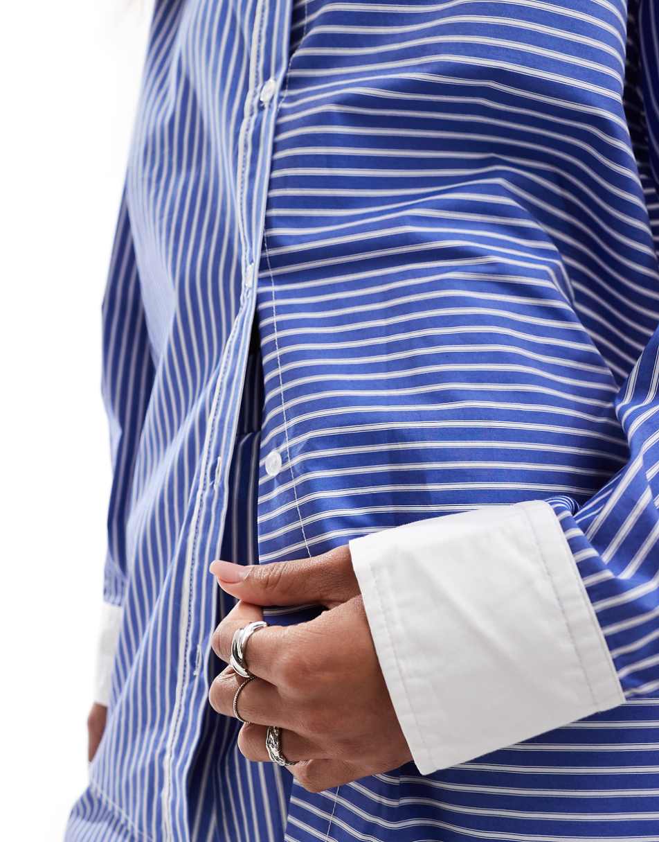 Emory Park stripe oversized shirt in blue - part of a set