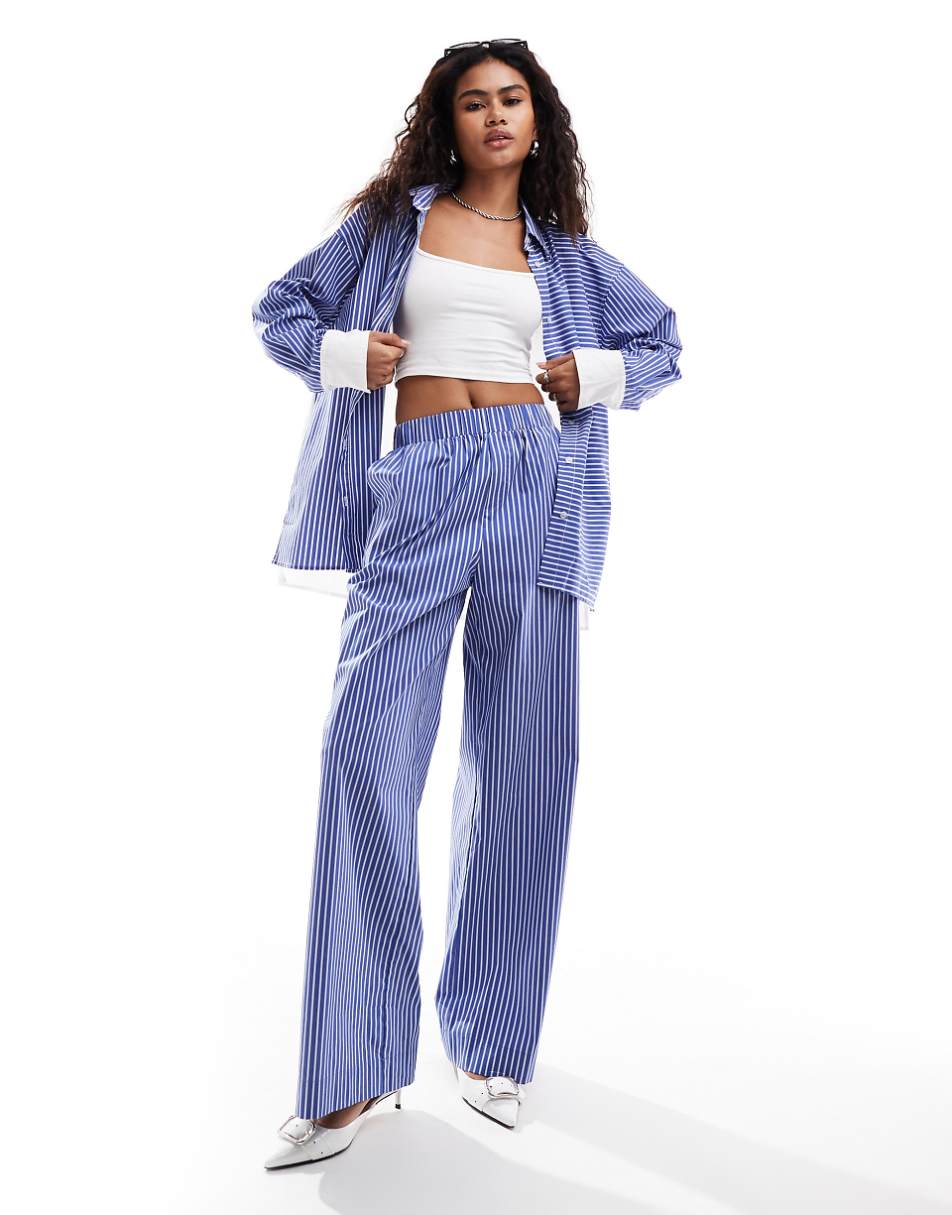 Emory Park stripe oversized shirt in blue - part of a set